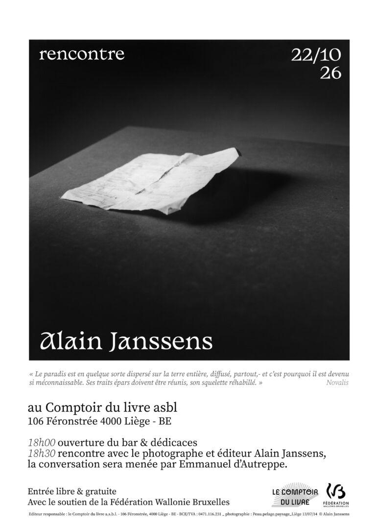 Affiche Alain Janssens photographe - rencontre - 22-10-2026